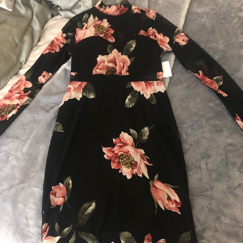 “Charlotte Russe” floral high neck bodycon dress